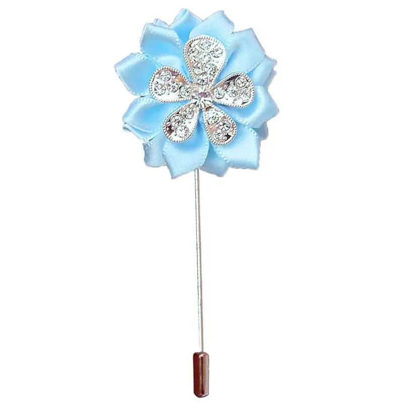 Синий цвет жениха бутоньерка с кристаллами для лучших мужчин свадебные корсажи и