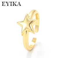 eyika high quality metal copper ring for women gold silver color pentagram star rings accessories anillos bague jewelry gift