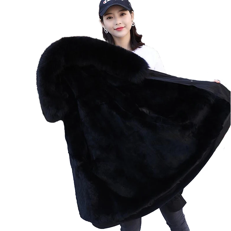 2019 Высококачественная меховая Парка женская зимняя куртка с подкладкой из