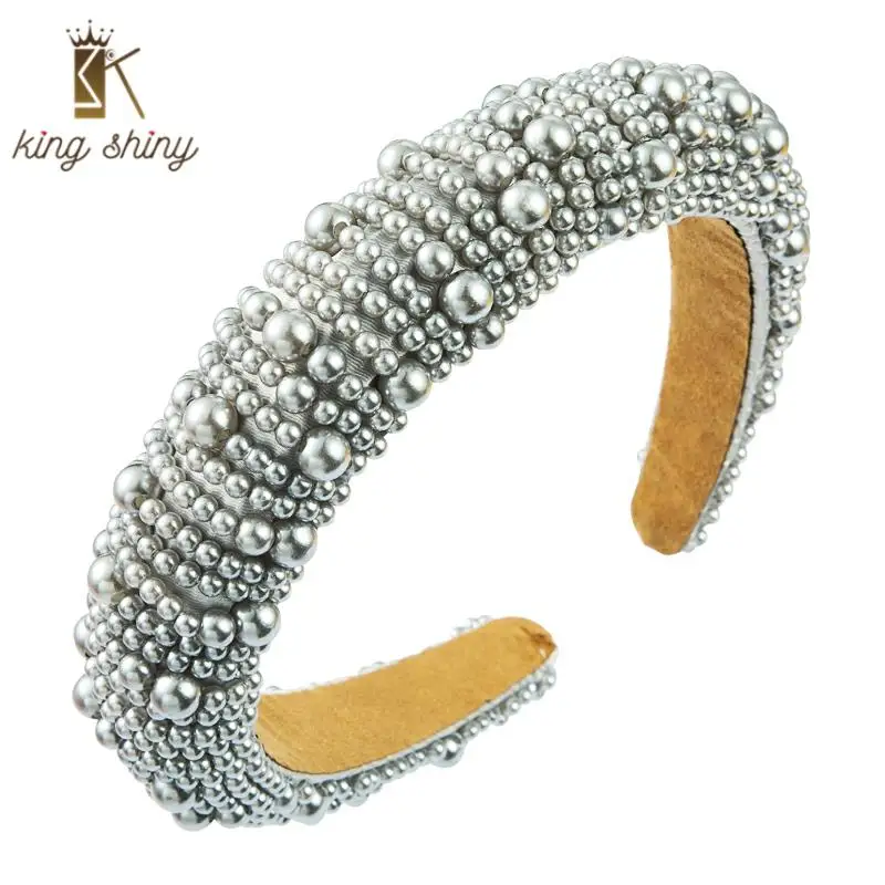 

Za Brand Baroque Full Simulated Pearl Headband for Woman Elegant Pearl Beaded Sponge Hairband Woman Wedding Party Hair Accessory