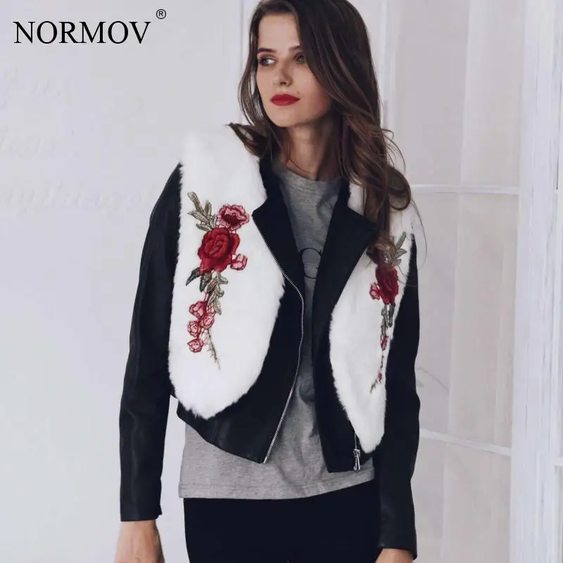 NORMOV зимнее пальто с искусственным мехом для женщин свитер жилет Большие размеры