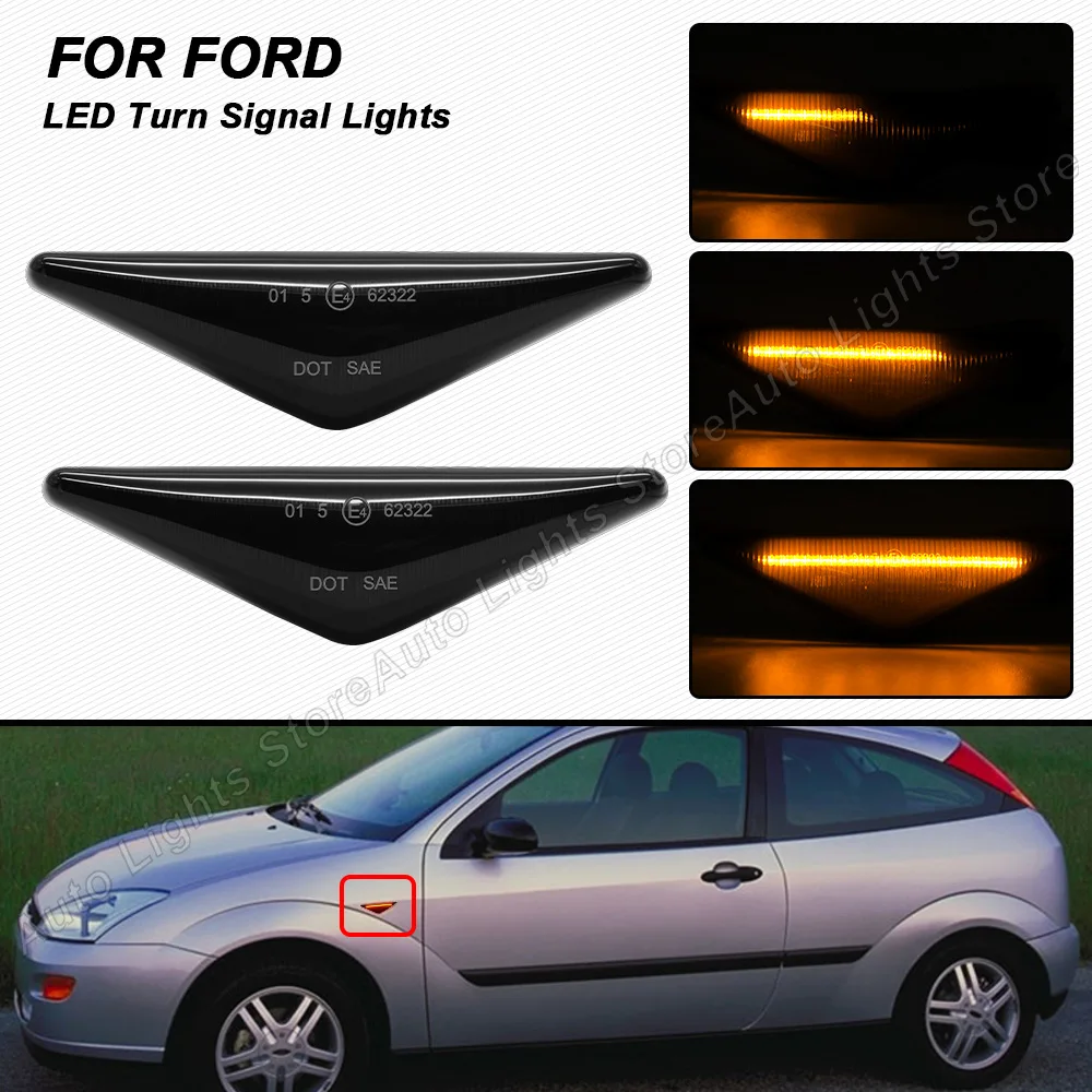 

For Ford Mondeo MK3 2000-2006 Focus MK1 1998-2004 LED Turn Signal Lights Dynamic/Sequential LED Side Marker Lamps Plug&Play