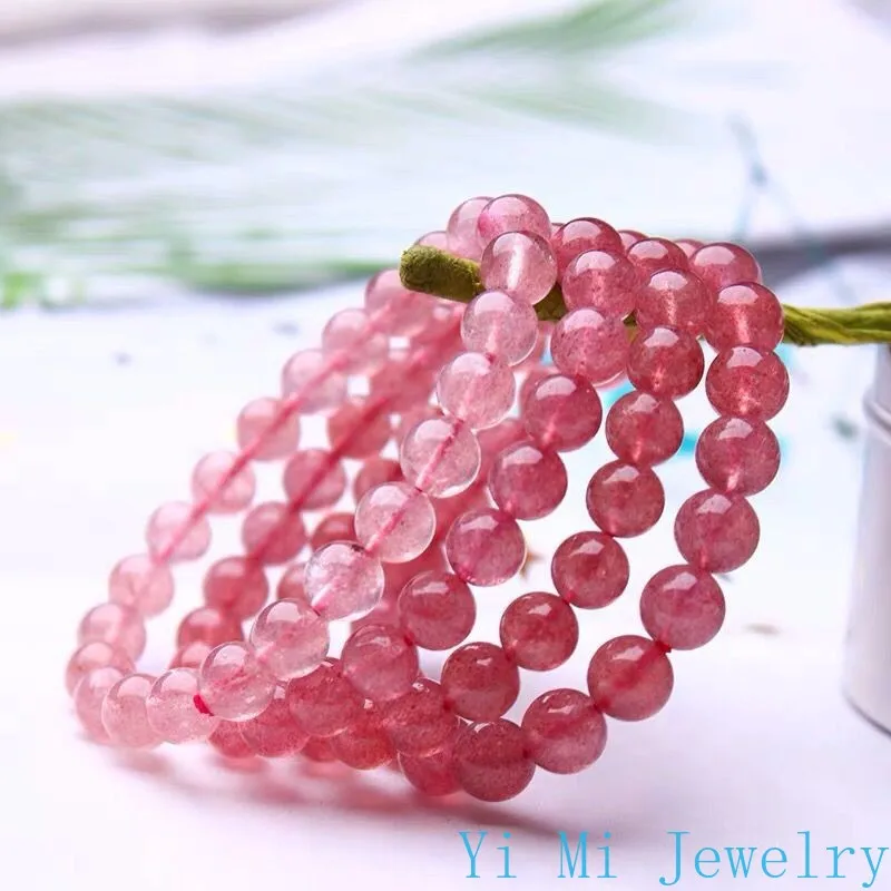 

100% Natural Rose Quartz Crystal Bracelet Pink Crystal Furong Crystal Bracelet Simple Birthday Gift for Girls