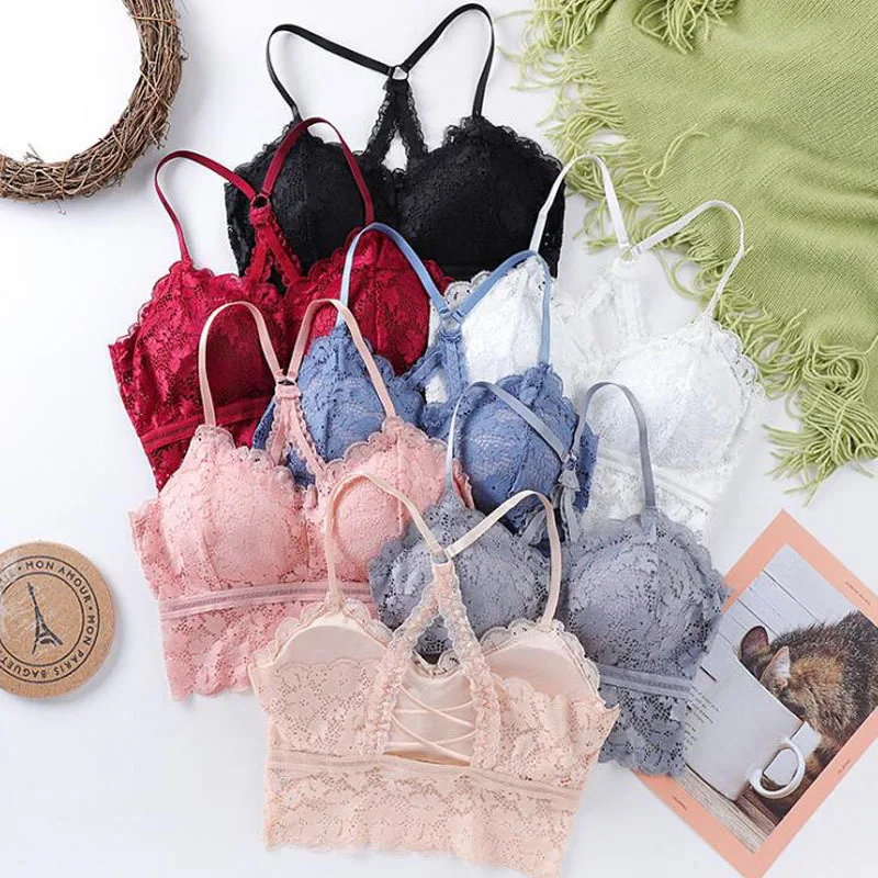 

2021 New Women Sexy Lace Bra Female Bralette Push Up Seamless Tube Sleep Dormir Tops Plus Size Lingerie Underwear Brassieres