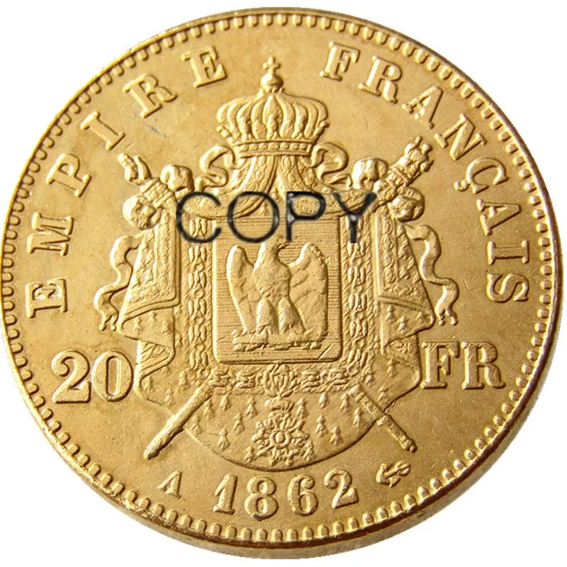 

Франция 20 Франция 1862A позолоченная копия монеты