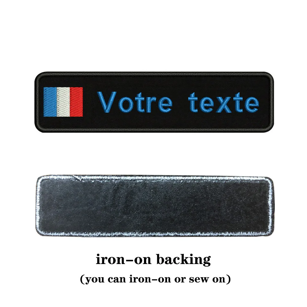 blue-iron on Таможня Вышивка Флаг Франции имя или заплатка с текстом 10 см* 2,5 см значок Утюг на или липучке Подложка для одежды брюки рюкзак шляпа - Цвет: blue-iron on