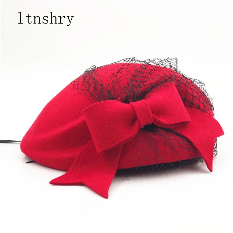 Элегантные зимние шапки из 100% австралийского шерстяного войлока Fedora красные