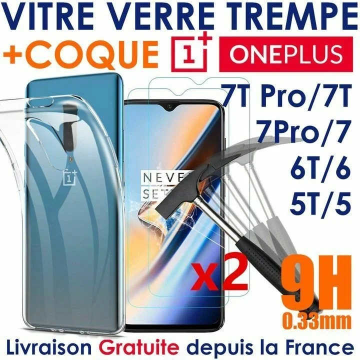 

Verre Tremp Film Ecran Vitre Protection + Coque For ONEPLUS 7/7T/Pro/6/6T/5T/5