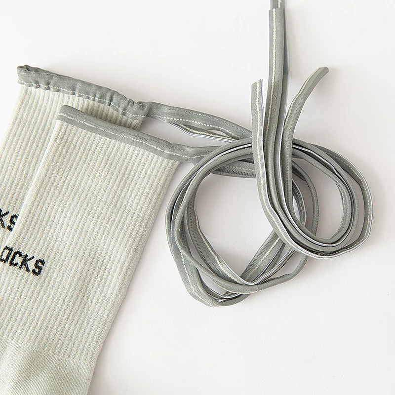 

New Fluorescent Bandage Socks Female Letter Printed New Trendy Bar Nightclub Personality Reflective Cross High Quality Socks