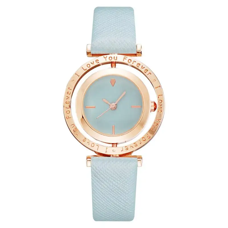 Simple Rotating Dial Women Watches Gold Pointer Fashion Ladies Quartz Leather Wristwatches 2020casual Woman Watch Orologio Donna