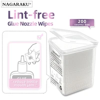 nagaraku 200 counts eyelash extension glue nozzle wipes paper cotton bottle mouth cleaning remover cleaner pads false eyelashes