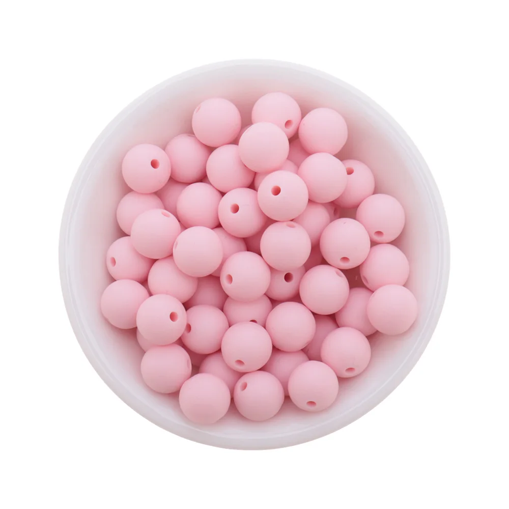Fkisbox-Cuentas redondas de silicona para mordedor de beb&eacute;, accesorios de cadena de chupete sin BPA, regalo masticable para enfermera, 500 piezas, 12mm-4