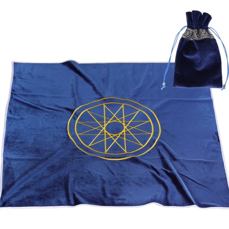 

80x80cm Art Pagan Altar Divination Astrology Velvet Tablecloth with Cards Bag