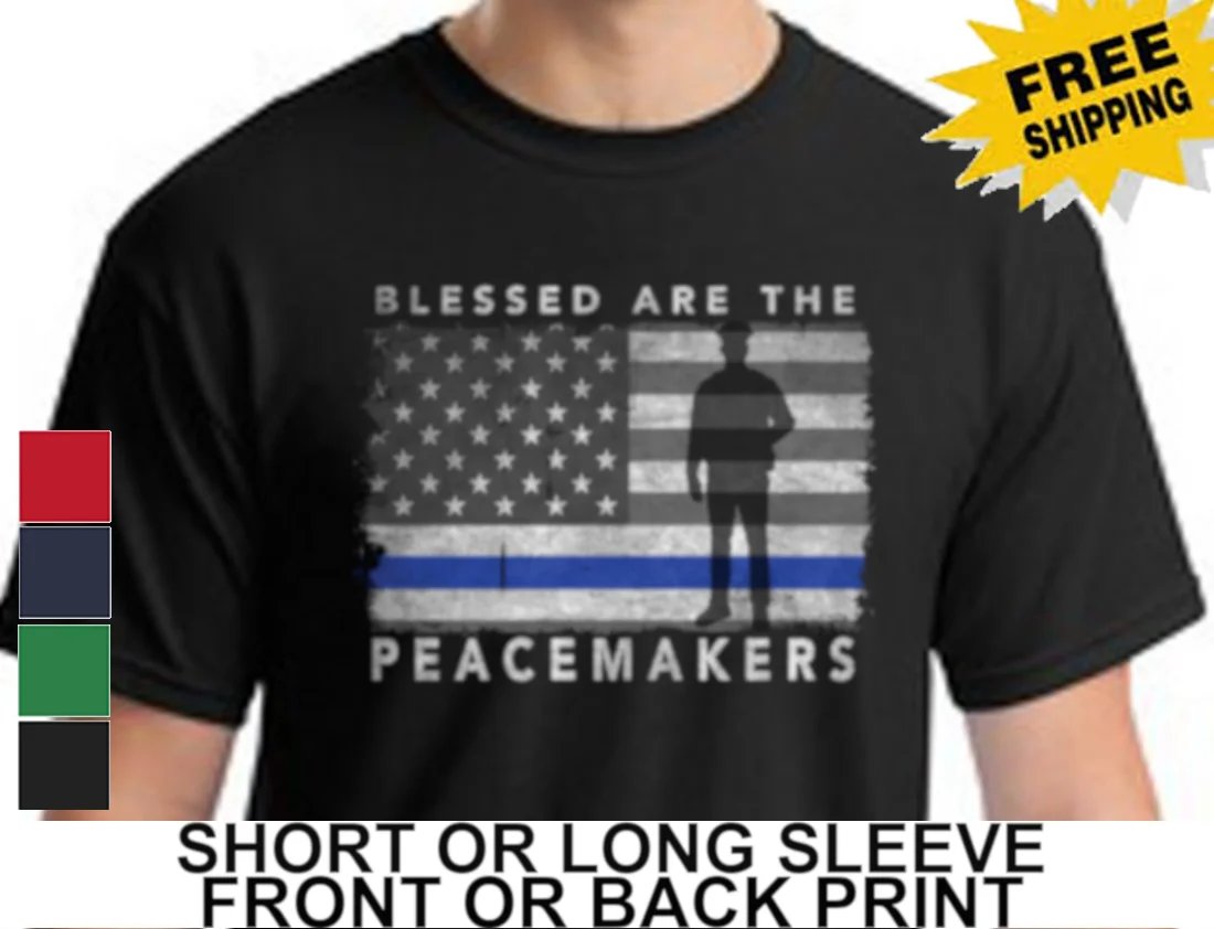Поддержка сотрудников полиции Blessed являются peachemakers тонкая Голубая линия Мужская
