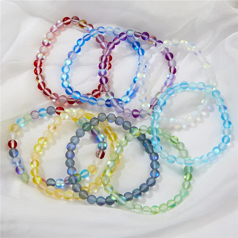 Ручной работы лунный камень браслет на эластичной веревке с натуральным