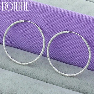 Круглые серьги DOTEFFIL из стерлингового серебра 925 пробы с матовым покрытием 35 мм, Изящные Ювелирные украшения для свадьбы, помолвки и вечеринки