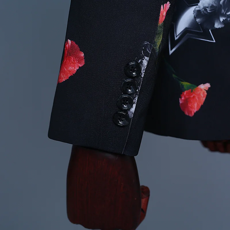 

2020 m digital printing carnation groom dress suit suits show host MC studio suit two pieces