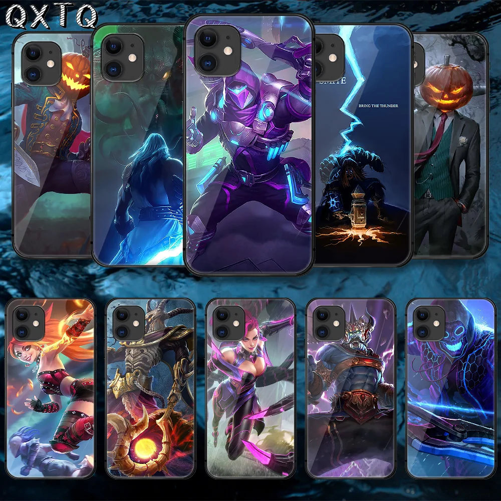 

Hot Games Smite Tempered Glass Phone Case Cover For IPhone 5 6 7 8 11 12 S Plus Xr X Xs Pro Max Mini Se 2020 Black Painting