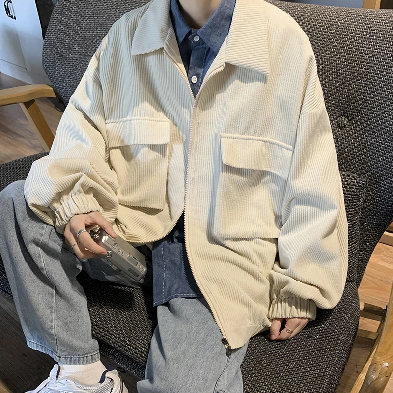 Куртка мужская Вельветовая в стиле ретро модный пиджак свободного покроя с