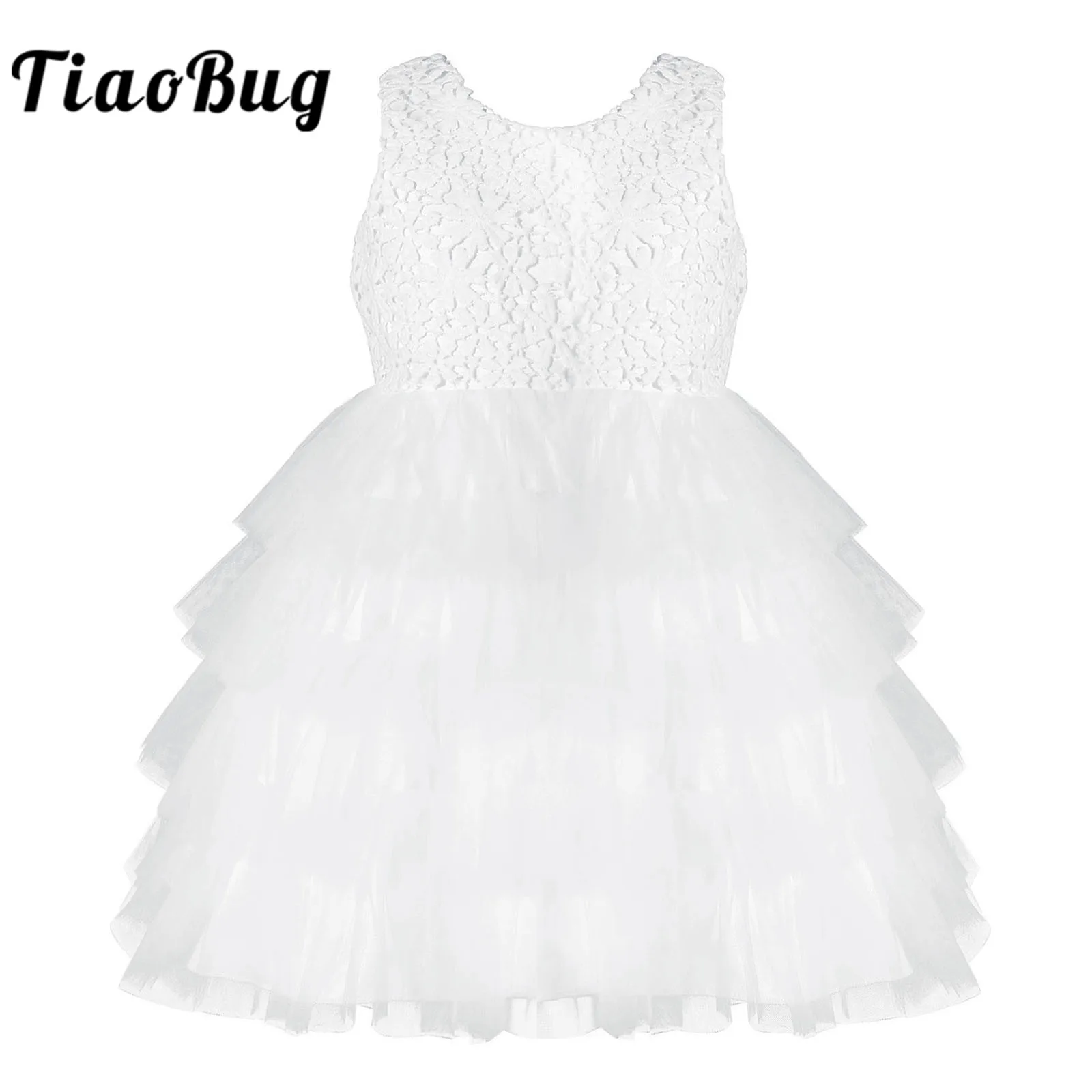 

White Flower Girls Dress Kids Dresses for Girls Floral Princess Dress First Communion Costume Pageant Wedding Party Dress
