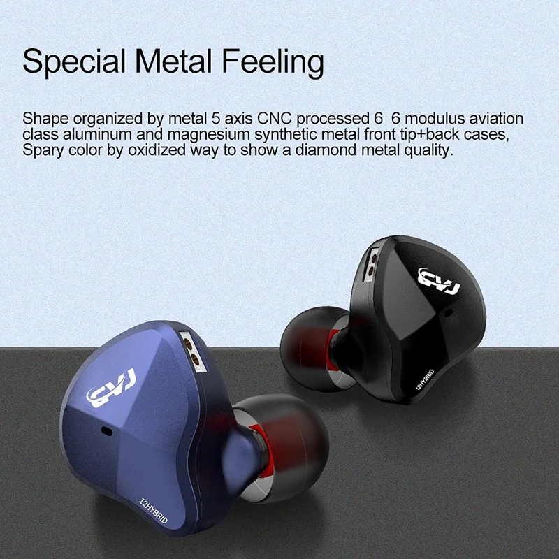 

CVJ CSN 12 Units Hybrid Metal Feling in Ear Earphones HIFI Music Earbuds Monitor Earphones Sport Earbuds
