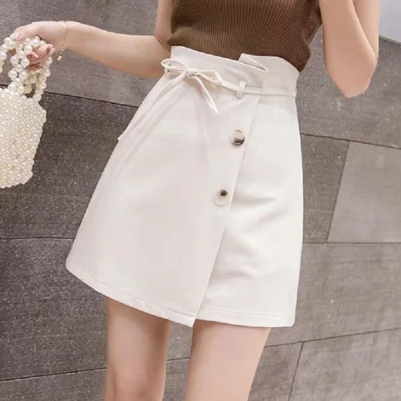 

summer women clothing Chic mini students skirts ins style A-line women skirts solid one-step korean summer easy match slim skirt
