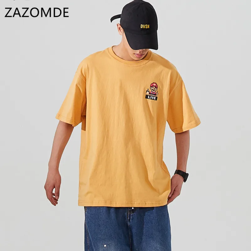 

ZAZOMDE Hip Hop Streetwear T-Shirt Game Cartoon Characters Letter Print 2021 Men Harajuku Cotton Casual Short Sleeve T Shirt
