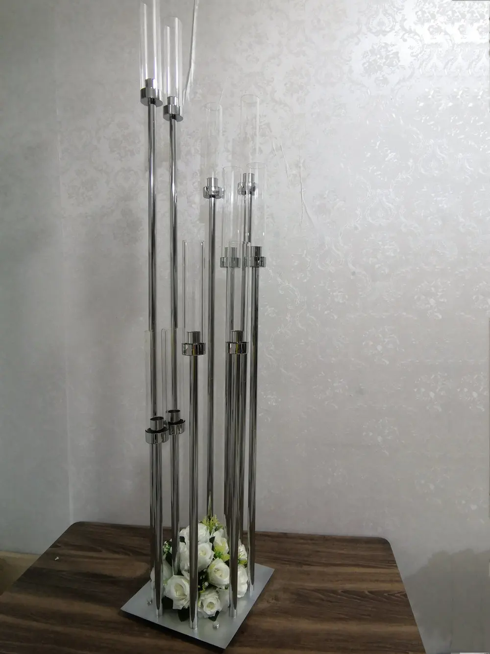 Silver 10 heads 10 голов металлический подсвечник канделябры подсвечники подставки свадебный стол центральные цветочные вазы дорожные свинцовые вечерние украшения - Цвет: Silver 10 heads