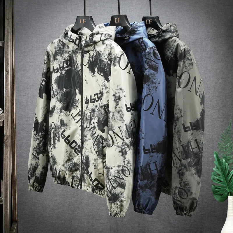 

New jacket men's camouflage youth hooded print jacket trendy men's clothing men clothing jacket