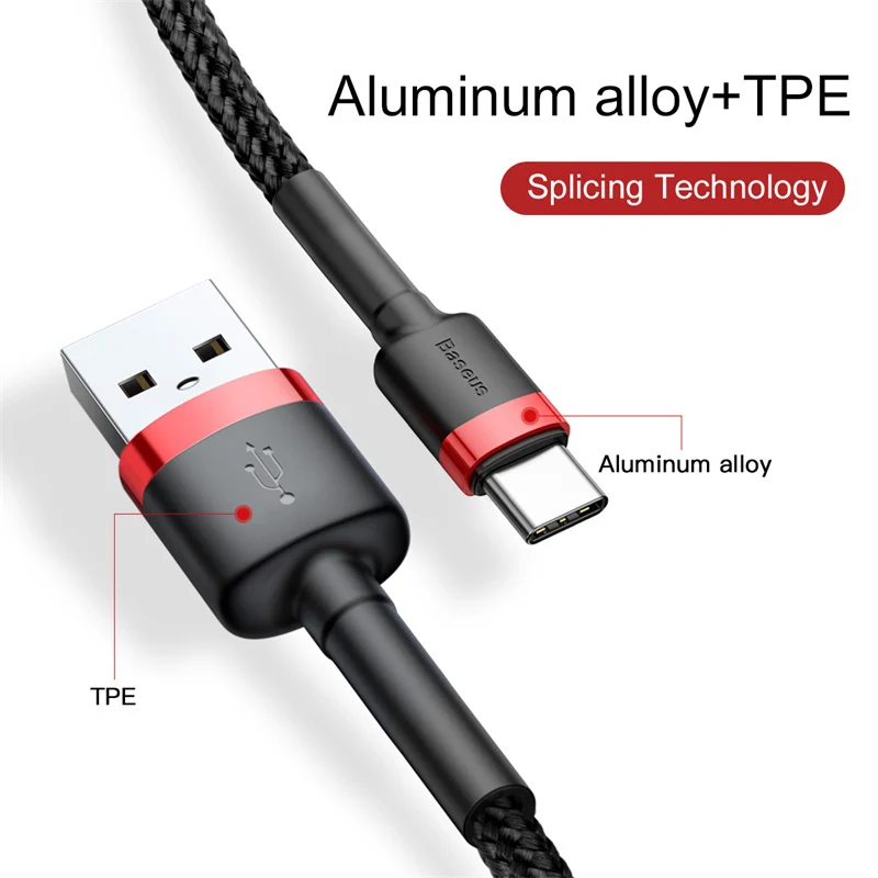 Baseus USB Type C Cable Fast Charge For Samsung for Huawei 3A 2A USB C Mobile Phone Data Cable Charging for USB Type-C Devices