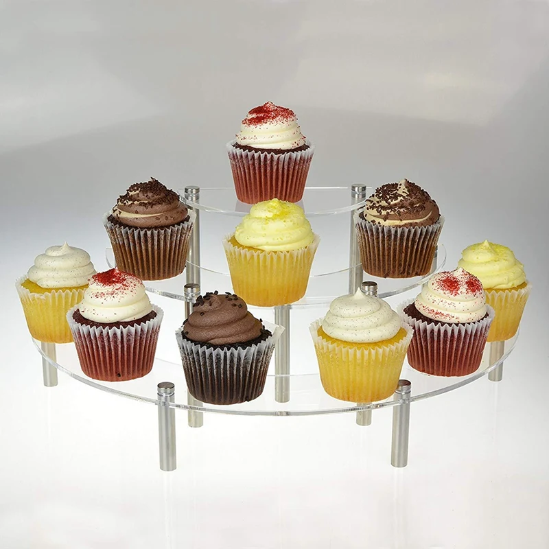 3-Tier Clear Acrylic Semicircle Round Cupcake Dessert Display Stand | Дом и сад
