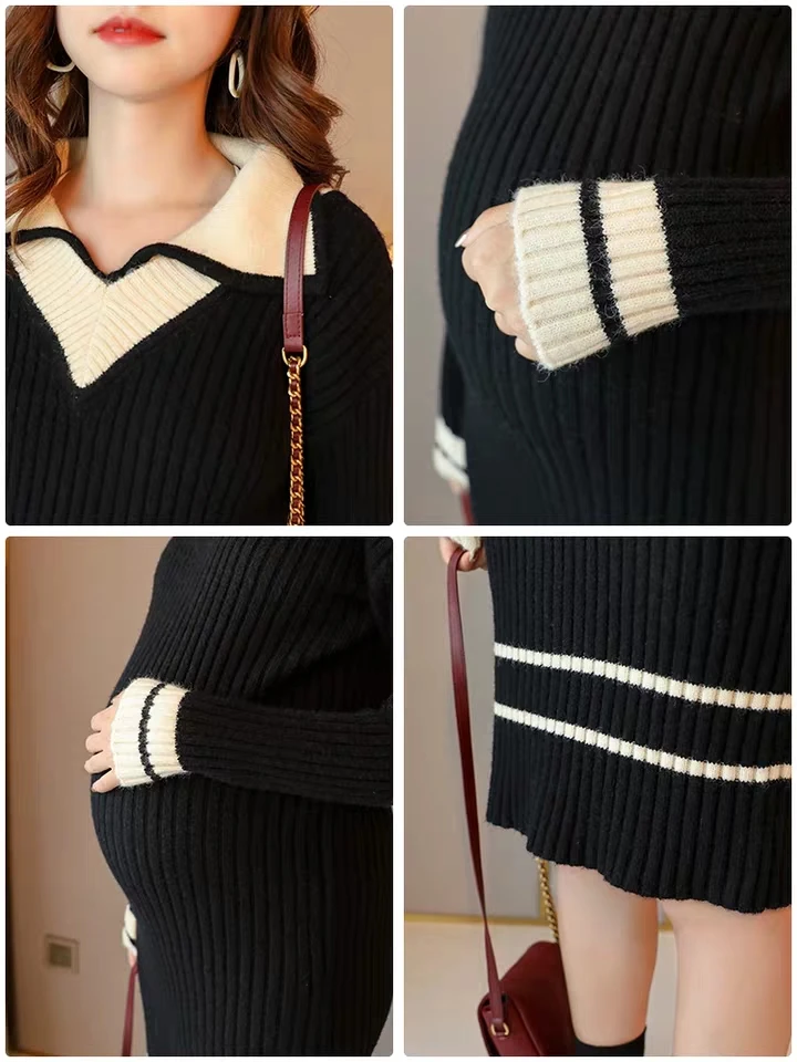 

Fashion Maternity Sweater Dresses Pregnancy Clothes Autumn Dresses For Pregnant Women Plus Size Maternity Dresses