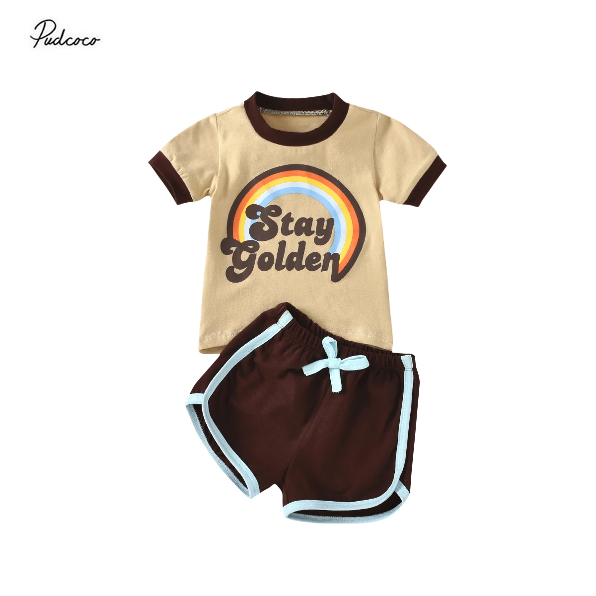 Летний комплект из футболки и шортов для малышей креативная рубашка с коротким