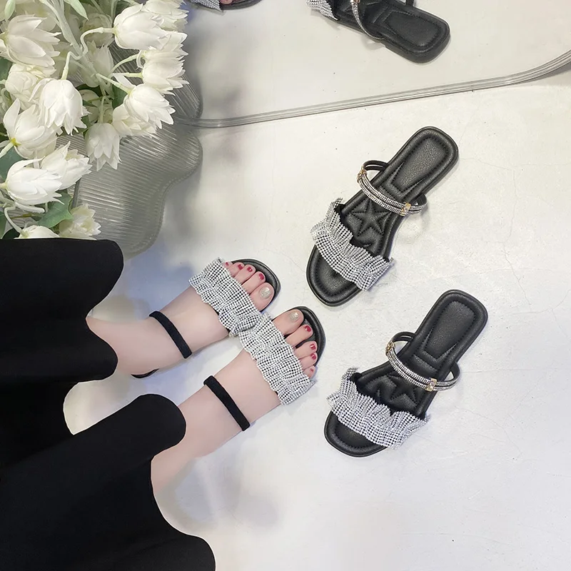 

Slippers Casual Flat Shoes Female Slipers Women Slides Luxury Summer 2021 Beach Fashion Scandals Basic Rome PU Flat Shoes Female