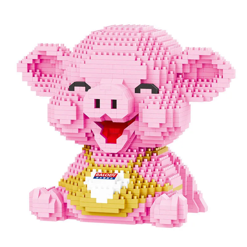 

Cartoon Animal Pig Piggy Bank Building Blocks Cute Doll DIY Model Diamond Bricks Build Kids Friends Toys Christmas Gifts