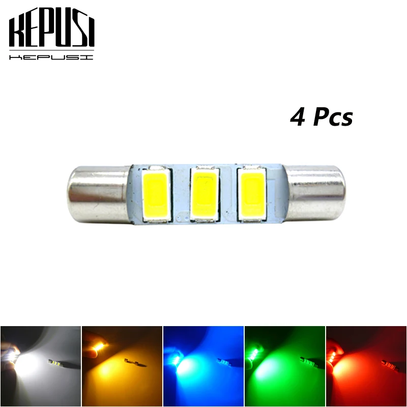 

4pcs C5W T6 Car Led Bulbs 28MM 29MM Car Interior Festoon Dome Reading Light Source 12V Vanity Mirror Sun Visor Lights Bulb