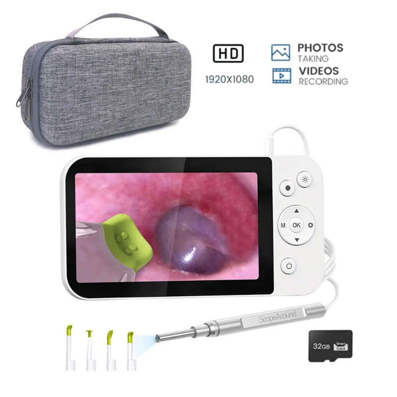 

Цифровая фотокамера-эндоскоп 3,9 мм с экраном 5 дюймов, профессиональная визуальная очистка ушей и силиконовый инструмент