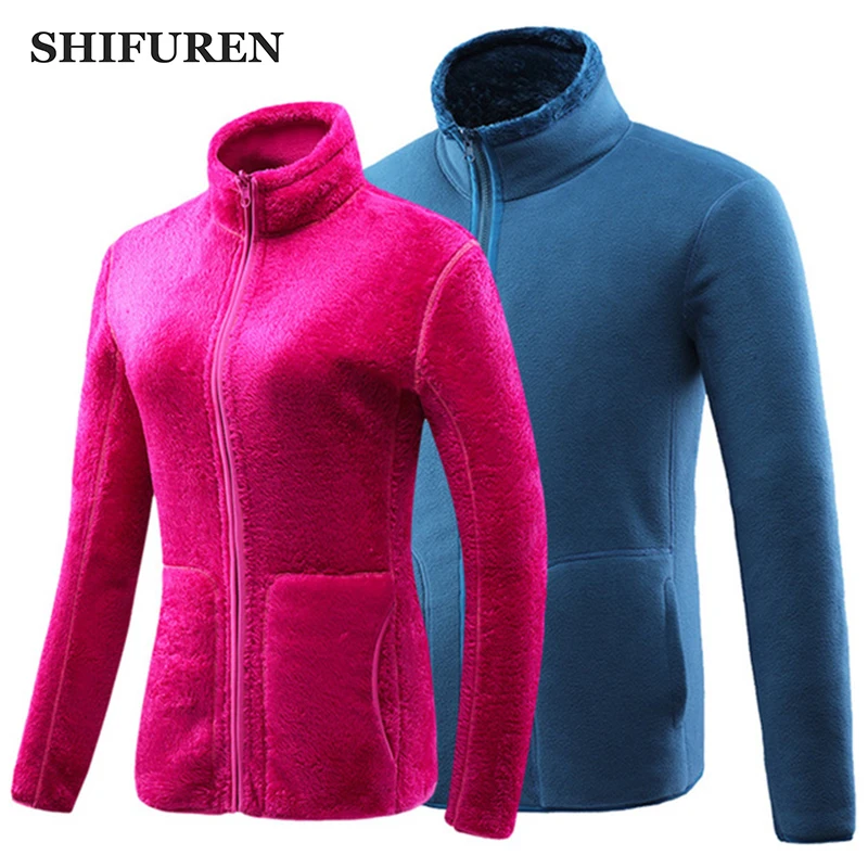 

SHIFUREN Men Women's Fleece Hiking Thermal Jacket Long Sleeve Outdoor Sports Climbing Trekking Camping Polar Jacket Coats M-4XL