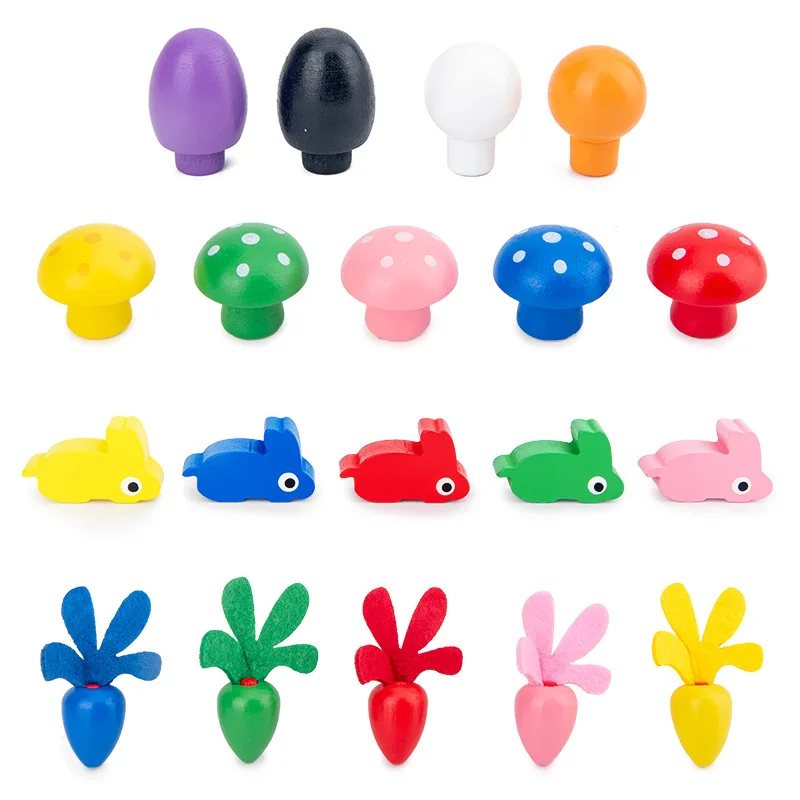 Детская деревянная головоломка в виде кролика и гриба редиса Семейная Игра