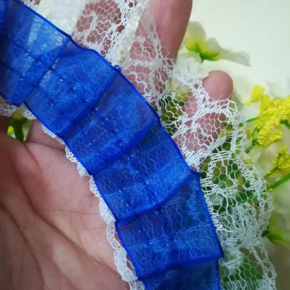 1M Latest French Lace Fabric Width 4.5cm High Quality Tulle Sky Blue Trimmings For Sewing encaje dentelle L-22 | Дом и сад