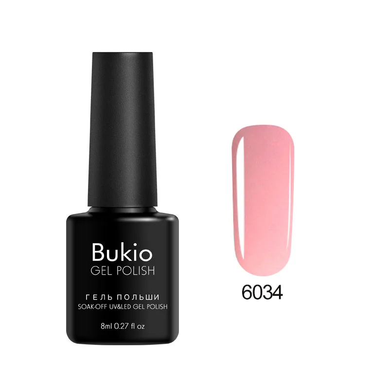 Bukio, новая Обновленная краска для ногтей, один шаг, 3 в 1, лак для ногтей, Полупостоянный УФ-Гибридный гель, эмалированный Гель-лак для ногтей, 8 мл - Цвет: 6034