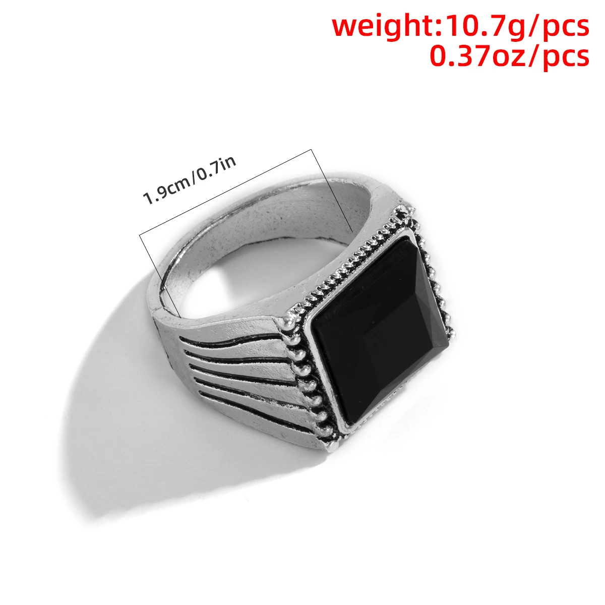 

2021 Fashion Simple Style Black Square Ring Classic Ring Wedding Engagement Jewelry Retro Geometric Bague Men Unisex Decorations