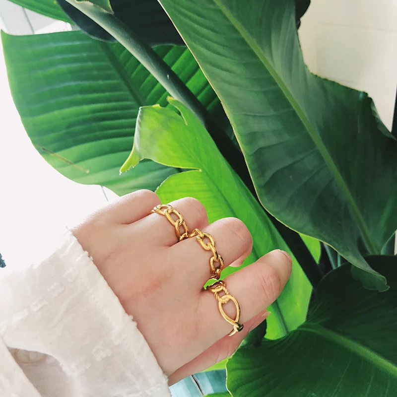 

Punk Snake Twist Chain Ring Stainless Steel Gold Ring Jewelry for Women and Men Fashion Birthday Gift