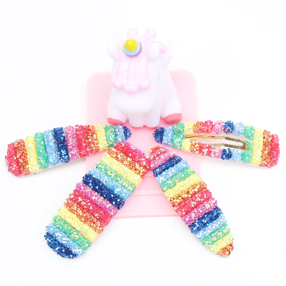 

2Pcs/Set Rainbow Glitter Tube Hair Clips For Girls Korean Boutique BB Barrettes Mental Snap Hairpins Fashion Hair Accessories