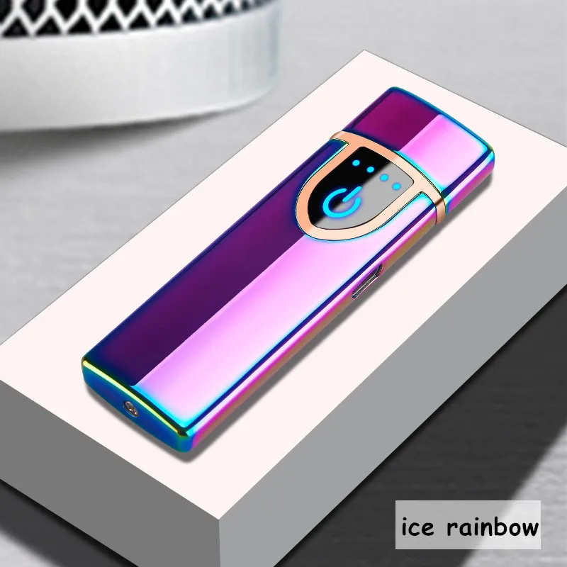 Usb зарядка Электронная Зажигалка Ветрозащитная тонкая мужская индивидуальная Женская электрическая нагревательная цветная сигарета зажигалка - Цвет: rainbow