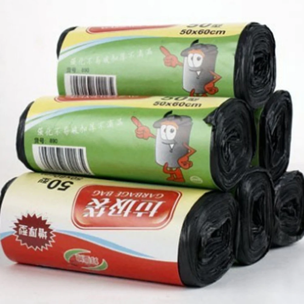 14Pcs Garbage Bags for Bathroom Waste Trash Bags Black Portable Thicken Large Roll Sorting Bin Cleaning Supplies