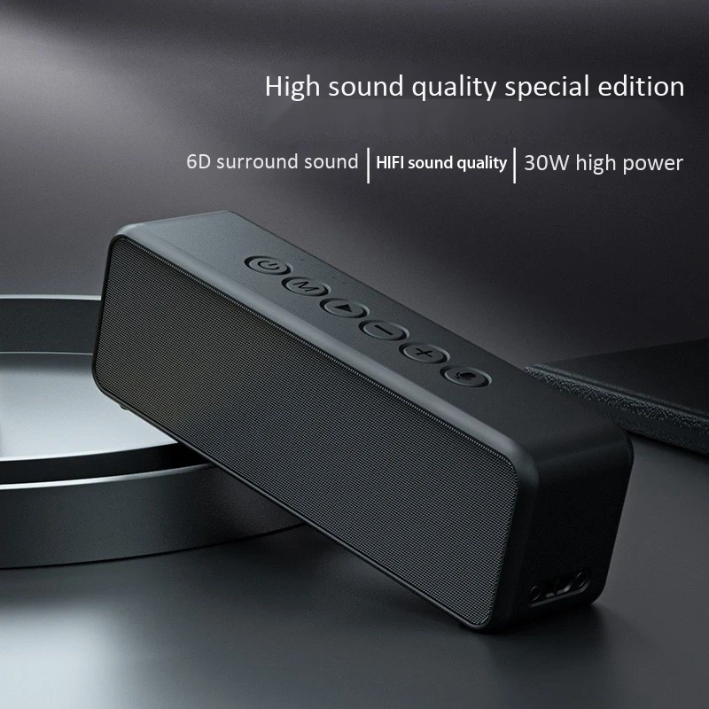 

Hot-30W Bluetooth Speaker Wireless Portable Waterproof Soundbar with AUX TF Card Subwoofer TWS Dual Horns Bass Speakers