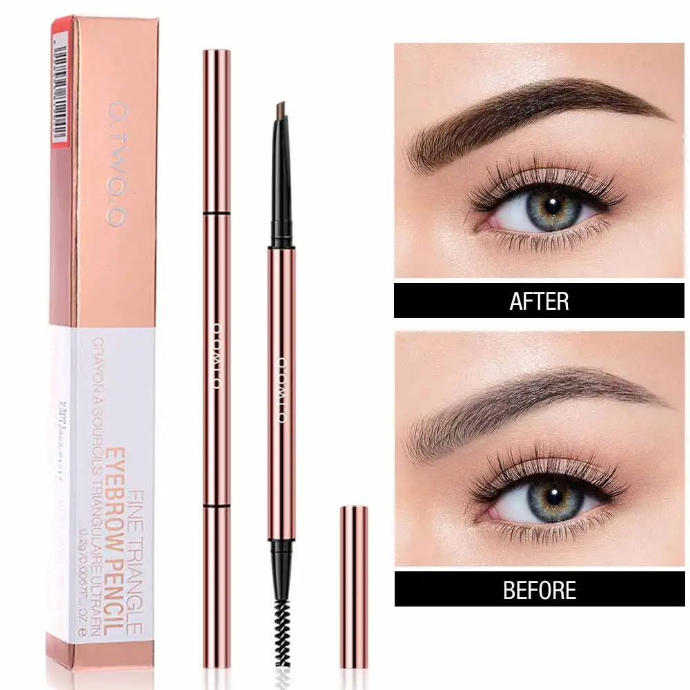 

2021 New Natural Eyebrow Pen Triangle Eye Brow Tint Makeup Three Colors Eyebrow Pencil Brown Black Brush Cosmetics