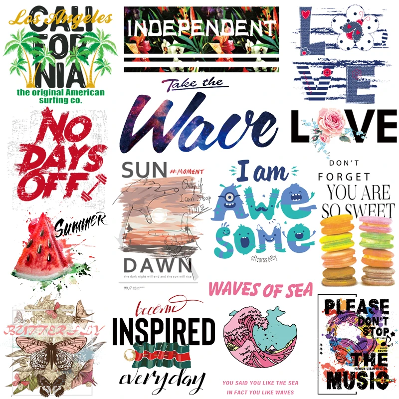 Праджня в стиле пэтчворк с надписью Переводные железные винил передачи тепла