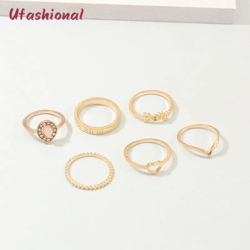 Набор колец из цинкового сплава 6 шт. набор золотых в богемном стиле винтажная